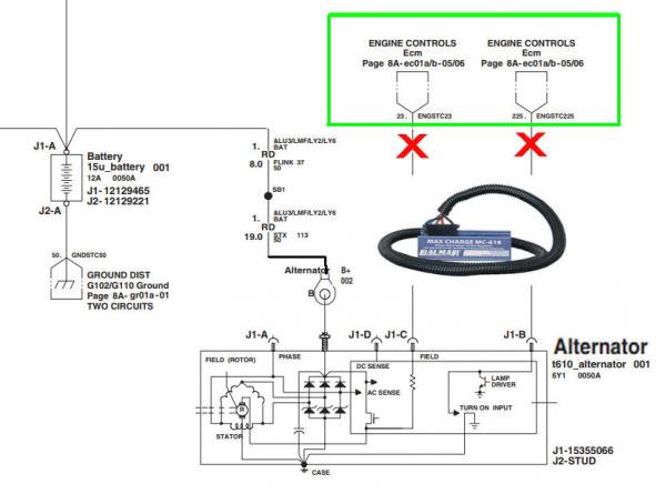 2008    ALTERNATOR TO ECM WIRING EXTERNAL REGULATOR
What are the potential complications of eliminating the Ecm "control" and replacing with an External Regulator?