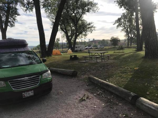 Campground at Devil's Tower, WY, National Park.  Only $10 with senior pass.  Beautiful view of the Tower.